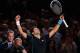 PARIS, FRANCE - NOVEMBER 03: Novak Djokovic of Serbia celebrates defeating David Ferrer of Spain in the final during day seven of the BNP Paribas Masters at Palais Omnisports de Bercy on November 3, 2013 in Paris, France. (Photo by Julian Finney/Getty I
