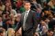 BOSTON, MA - OCTOBER 23: Head Coach Brad Stevens of the Boston Celtics looks on during the game against the Brooklyn Nets on October 23, 2013 at the TD Garden in Boston, Massachusetts. NOTE TO USER: User expressly acknowledges and agrees that, by downlo