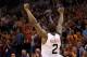 PHOENIX, AZ - NOVEMBER 01: Eric Bledsoe #2 of the Phoenix Suns celebrates in the final moments of the NBA game against the Utah Jazz at US Airways Center on November 1, 2013 in Phoenix, Arizona. The Suns defeated the Jazz 87-84. NOTE TO USER: User expre