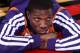PORTLAND, OR - OCTOBER 9: Eric Bledsoe #2 of the Phoenix Suns warms up before the game against the Portland Trail Blazers on October 9, 2013 at the Moda Center Arena in Portland, Oregon. NOTE TO USER: User expressly acknowledges and agrees that, by downl