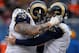 CHICAGO - DECEMBER 06: Richie Incognito #68 (L) of the St. Louis Rams congratulates kicker Josh Brown #3 after Brown hit a 50 yard field goal against the Chicago Bears at Soldier Field on December 6, 2009 in Chicago, Illinois. The Bears defeated the Rams
