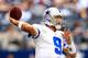 ARLINGTON, TX - NOVEMBER 03: Quarterback Tony Romo #9 of the Dallas Cowboys passes during the game against the Minnesota Vikings at Cowboys Stadium on November 3, 2013 in Arlington, Texas. (Photo by Jamie Squire/Getty Images)