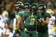 EUGENE, OR - OCTOBER 26: Byron Marshall #9 of the Oregon Ducks celebrates a touchdown against the UCLA Bruins on October 26, 2013 at the Autzen Stadium in Eugene, Oregon. (Photo by Jonathan Ferrey/Getty Images)