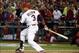 Carlos Beltran gets a hit against the Red Sox during the 2013 World Series.