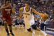 PHILADELPHIA, PA - OCTOBER 30: Guard Michael Carter-Williams #1 of the Philadelphia 76ers drives to the basket with guard Norris Cole #30 of the Miami Heat defending on October 30, 2013 at the Wells Fargo Center in Philadelphia, PA. NOTE TO USER: User exp
