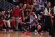 Oct 31, 2013; Chicago, IL, USA; Chicago Bulls point guard Derrick Rose (1) reacts during the second half against the New York Knicks at the United Center. Chicago won 82-81. Mandatory Credit: Dennis Wierzbicki-USA TODAY Sports