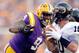 BATON ROUGE, LA - SEPTEMBER 14: Ego Ferguson #9 of the LSU Tigers sacks Colin Reardon #10 of the Kent State Golden Flashes during a game at Tiger Stadium on September 14, 2013 in Baton Rouge, Louisiana. (Photo by Stacy Revere/Getty Images)