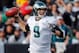 OAKLAND, CA - NOVEMBER 03: Quarterback Nick Foles #9 of the Philadelphia Eagles looks to throw against the Oakland Raiders in the second quarter on November 3, 2013 at O.co Coliseum in Oakland, California. The Eagles won 49-20. (Photo by Brian Bahr/Get