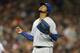 DETROIT, MI - SEPTEMBER 14: Ervin Santana #54 of the Kansas City Royals walks to the dugout after being replaced in the seventh inning of the game against the Detroit Tigers at Comerica Park on September 14, 2013 in Detroit, Michigan. (Photo by Leon Hali