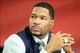 Jan 20, 2013; Atlanta, GA, USA; Fox broadcaster Michael Strahan prior to the NFC Championship game between the Atlanta Falcons and the San Francisco 49ers at the Georgia Dome. Mandatory Credit: Matthew Emmons-USA TODAY Sports