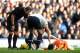 LIVERPOOL, ENGLAND - NOVEMBER 03: Hugo Lloris of Tottenham Hotspur lies injured during the Barclays Premier League match between Everton and Tottenham Hotspur at Goodison Park on November 03, 2013 in Liverpool, England. (Photo by Chris Brunskill/Getty Ima