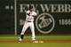 BOSTON, MA - OCTOBER 30: Jacoby Ellsbury #2 of the Boston Red Sox reacts after hitting a double in the fourth inning against the St. Louis Cardinals during Game Six of the 2013 World Series at Fenway Park on October 30, 2013 in Boston, Massachusetts. (P