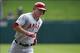 Sep 29, 2013; Arlington, TX, USA; Los Angeles Angels center fielder Mike Trout (27) rounds third base after hitting a home run against the Texas Rangers at Rangers Ballpark in Arlington. Mandatory Credit: Tim Heitman-USA TODAY Sports