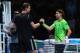 LONDON, ENGLAND - NOVEMBER 06: David Ferrer (R) of Spain congratulates Tomas Berdych of the Czech Republic after their men's singles match during day three of the Barclays ATP World Tour Finals at O2 Arena on November 6, 2013 in London, England. (Photo