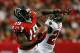 ATLANTA, GA - OCTOBER 20: Drew Davis #19 of the Atlanta Falcons pulls in this reception against Leonard Johnson #29 of the Tampa Bay Buccaneers at Georgia Dome on October 20, 2013 in Atlanta, Georgia. (Photo by Kevin C. Cox/Getty Images)