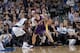 DALLAS, TX - NOVEMBER 5: Pau Gasol #16 of the Los Angeles Lakers handles the ball against DeJuan Blair #45 of the Dallas Mavericks on November 5, 2013 at the American Airlines Center in Dallas, Texas. NOTE TO USER: User expressly acknowledges and agrees t