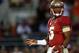 TALLAHASSEE, FL - NOVEMBER 02: Jameis Winston #5 of the Florida State Seminoles warms up during a game against the Miami Hurricanes at Doak Campbell Stadium on November 2, 2013 in Tallahassee, Florida. (Photo by Mike Ehrmann/Getty Images)