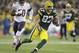 GREEN BAY, WI - NOVEMBER 04: Jordy Nelson #87 of the Green Bay Packers makes the catch and turns up field for some more yards during the first quarter against the Chicago Bears at Lambeau Field on November 04, 2013 in Green Bay, Wisconsin. (Photo by Mike