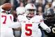 Nov 2, 2013; West Lafayette, IN, USA; Ohio State Buckeyes quarterback Braxton Miller (5) throws a pass against the Purdue Boilermakers at Ross Ade Stadium. Mandatory Credit: Brian Spurlock-USA TODAY Sports