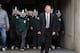Nov 2, 2013; East Lansing, MI, USA; Michigan State Spartans head coach Mark Dantonio and his team prepare to take the field prior to a game against the Michigan Wolverines at Spartan Stadium. Mandatory Credit: Mike Carter-USA TODAY Sports