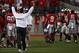 Sep 28, 2013; Columbus, OH, USA; Ohio State Buckeyes head coach Urban Meyer celebrates during the fourth quarter against the Wisconsin Badgers at Ohio Stadium. Buckeyes beat the Badgers 31-24. Mandatory Credit: Raj Mehta-USA TODAY Sports