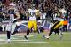 FOXBORO, MA - NOVEMBER 3: Danny Amendola #80 of the New England Patriots scores a touchdown by Troy Polamalu #43 of the Pittsburgh Steelers in the first quarter during a game at Gillette Stadium on November 3, 2013 in Foxboro, Massachusetts. (Photo by Jim