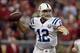 Nov 3, 2013; Houston, TX, USA; Indianapolis Colts quarterback Andrew Luck (12) passes against the Houston Texans during the first half at Reliant Stadium. Mandatory Credit: Thomas Campbell-USA TODAY Sports