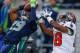 SEATTLE, WA - NOVEMBER 03: Free safety Earl Thomas #29 of the Seattle Seahawks intercepts a pass against wide receiver Skye Dawson #18 of the Tampa Bay Buccaneers at CenturyLink Field on November 3, 2013 in Seattle, Washington. Thomas was called for inte