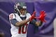 Aug 9, 2013; Minneapolis, MN, USA; Houston Texans wide receiver DeAndre Hopkins (10) warms up prior to the game against the Minnesota Vikings at the Metrodome. Mandatory Credit: Brace Hemmelgarn-USA TODAY Sports