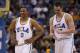 WESTWOOD, CA - FEBRUARY 02: (L-R)Russell Westbrook #0 and Kevin Love #42 of the UCLA Bruins celebrate during game against the Arizona Wildcats at Pauley Pavilion on February 2, 2008 in Westwood, California. (Photo by Lisa Blumenfeld/Getty Images)