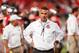 COLUMBUS, OH - SEPTEMBER 28: Head Coach Urban Meyer of the Ohio State Buckeyes watches his team warm up before a game against the Wisconsin Badgers at Ohio Stadium on September 28, 2013 in Columbus, Ohio. (Photo by Jamie Sabau/Getty Images)