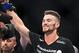Aug 27, 2013; Indianapolis, IN, USA; Brandon Thatch celebrates after beating Justin Edwards during UFC Fight Night 27 at Bankers Life Fieldhouse. Mandatory Credit: Pat Lovell-USA TODAY Sports