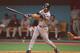 8 Oct 1995: NEW YORK YANKEES BATTER DON MATTINGLY HITS A 2-RUN DOUBLE IN THE 6TH INNING OF THE YANKEES GAME VERSUS THE SEATTLE MARINERS IN GAME FIVE OF THE AMERICAN LEAGUE PLAYOFFS AT THE KINGDOME IN SEATTLE, WASHINGTON.