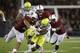PALO ALTO, CA - NOVEMBER 07: Wide receiver Bralon Addison #11 of the Oregon Ducks with the ball against linebacker Shayne Skov #11 of the Stanford Cardinal at Stanford Stadium on November 7, 2013 in Palo Alto, California. (Photo by Ezra Shaw/Getty Image