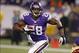Nov 7, 2013; Minneapolis, MN, USA; Minnesota Vikings running back Adrian Peterson (28) runs for a touchdown against the Washington Redskins in the third quarter at Mall of America Field at H.H.H. Metrodome. The Vikings win 34-27. Mandatory Credit: Bruce K
