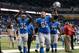DETROIT, MI - OCTOBER 27: Dylan Gandy #65 and Joique Bell #35 of the Detroit Lions of the Detroit Lions acknowledges fans while leaving the field after a 31-30 win over the Dallas Cowboys at Ford Field on October 27, 2013 in Detroit, Michigan. (Photo by G