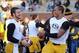 Nov 2, 2013; Columbia, MO, USA; Missouri Tigers quarterback Maty Mauk (left) and quarterback James Franklin (right) stretch before the game against the Tennessee Volunteers at Faurot Field. Mandatory Credit: Denny Medley-USA TODAY Sports