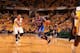 INDIANAPOLIS, IN - MAY 11: Iman Shumpert #21 of the New York Knicks drives against George Hill #3 of the Indiana Pacers in Game Three of the Eastern Conference Semifinals during the 2013 NBA Playoffs on May 11, 2013 at the Bankers Life Fieldhouse in India