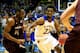 LAWRENCE, KS - NOVEMBER 08: Andrew Wiggins #22 of the Kansas Jayhawks drives during the game against the Louisiana Monroe Warhawks at Allen Fieldhouse on November 8, 2013 in Lawrence, Kansas. (Photo by Jamie Squire/Getty Images)