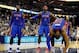 Nov 1, 2013; Memphis, TN, USA; Detroit Pistons center Andre Drummond (0) Detroit Pistons small forward Josh Smith (6) and Detroit Pistons center Greg Monroe (10) react to call against Memphis Grizzlies during the second half at FedExForum. Memphis Grizzli