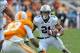 Nov 9, 2013; Knoxville, TN, USA; Auburn Tigers running back Tre Mason (21) rushes against Tennessee Volunteers defensive back Cameron Sutton (23) during the second half at Neyland Stadium. Auburn won 55-23. Mandatory Credit: Jim Brown-USA TODAY Sports