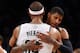 NEW YORK, NY - NOVEMBER 09: Paul George #24 of the Indiana Pacers and Paul Pierce #34 of the Brooklyn Nets embrace after their game at Barclays Center on November 9, 2013 in the Brooklyn borough of New York City. The Pacers defeat the Nets 96-91. NOTE TO