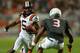 MIAMI GARDENS, FL - NOVEMBER 09: Joshua Stanford #5 of the Virginia Tech Hokies rushes after a catch during a game against the Miami Hurricanes at Sun Life Stadium on November 9, 2013 in Miami Gardens, Florida. (Photo by Mike Ehrmann/Getty Images)