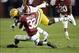 Nov 9, 2013; Tuscaloosa, AL, USA; LSU Tigers tight end Dillon Gordon (85) catches a tipped ball by Alabama Crimson Tide linebacker C.J. Mosley (32) during the third quarter at Bryant-Denny Stadium. Mandatory Credit: John David Mercer-USA TODAY Sports
