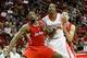 HOUSTON, TX - NOVEMBER 09: Dwight Howard #12 of the Houston Rockets is blocked out by DeAndre Jordan #6 of the Los Angeles Clippers and J.J. Redick #4 of the Los Angeles Clippers at Toyota Center on November 9, 2013 in Houston, Texas. NOTE TO USER: User