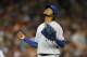 DETROIT, MI - SEPTEMBER 14: Ervin Santana #54 of the Kansas City Royals walks to the dugout after being replaced in the seventh inning of the game against the Detroit Tigers at Comerica Park on September 14, 2013 in Detroit, Michigan. (Photo by Leon Hali