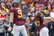 Nov 9, 2013; Minneapolis, MN, USA; Minnesota Gophers running back David Cobb (27) catches a pass from quarterback Philip Nelson (9) in the first quarter against the Penn State Nittany Lions at TCF Bank Stadium. Mandatory Credit: Brad Rempel-USA TODAY Spor