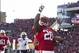 Nov 9, 2013; Madison, WI, USA; Wisconsin Badgers running back James White (20) celebrates scoring a touchdown during the first quarter against the Brigham Young Cougars at Camp Randall Stadium. Mandatory Credit: Jeff Hanisch-USA TODAY Sports
