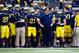 Nov 9, 2013; Ann Arbor, MI, USA; Michigan Wolverines head coach Brady Hoke and team react in the first quarter against the Nebraska Cornhuskers at Michigan Stadium. Mandatory Credit: Rick Osentoski-USA TODAY Sports