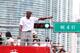 MIAMI, FL - JUNE 24: Alonzo Mourning, NBA legend and former Miami Heat player, celebrates during the NBA championship parade through downtown Miami on June 24, 2013 in Miami, Florida. NOTE TO USER: User expressly acknowledges and agrees that, by downloadi